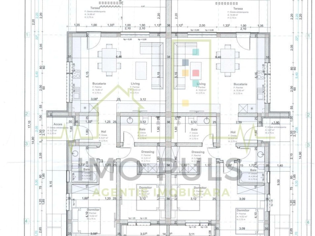 1/2 Duplex PARTER, 2 bai, finisaje la alegere